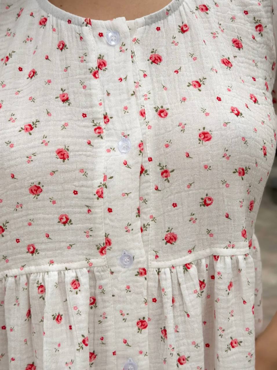 Button-Front Floral Dress